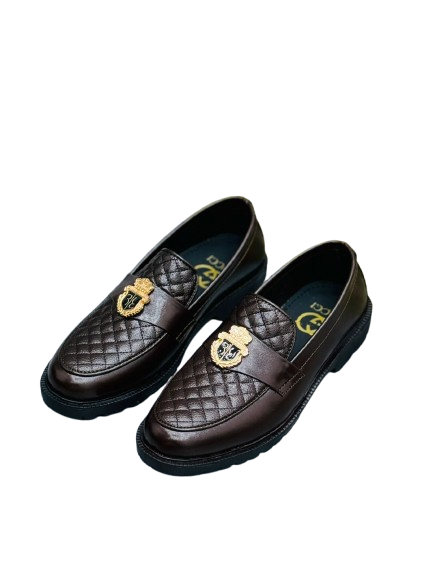 Men’s Slip-On Brown Chunky Crown Formal Loafers - Image 3