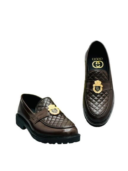 Men’s Slip-On Brown Chunky Crown Formal Loafers - Image 4