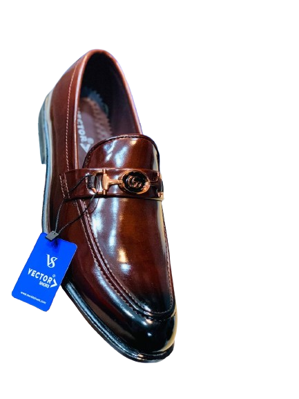 Men’s Slip-On Formal Shoes- Shiny Brown - Image 4