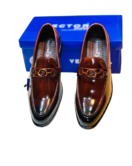 Men’s Slip-On Formal Shoes- Shiny Brown - Image 3