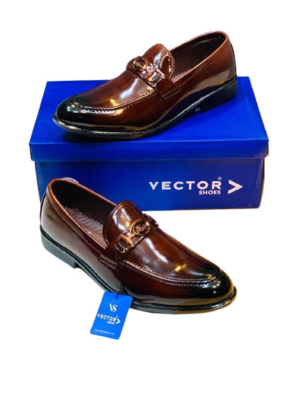 Men’s Slip-On Formal Shoes- Shiny Brown