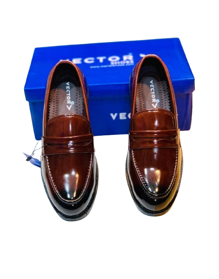 Men’s Slip-On Formal Shoes- Shiny D Brown - Image 3