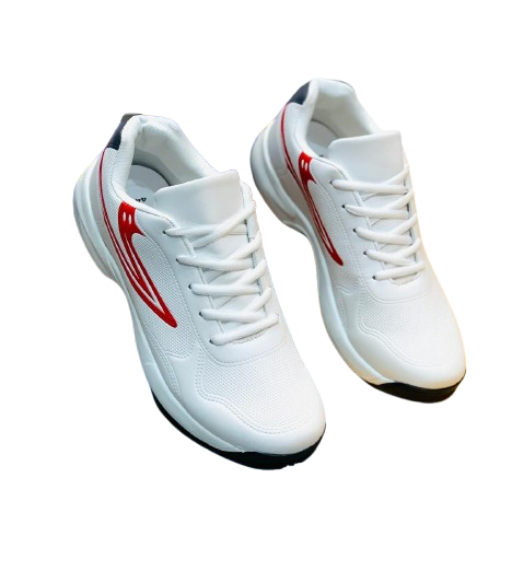 Men's Casual Canvas Gripper Sneakers - White n Red