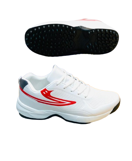 Men's Casual Canvas Gripper Sneakers - White n Red - Image 5