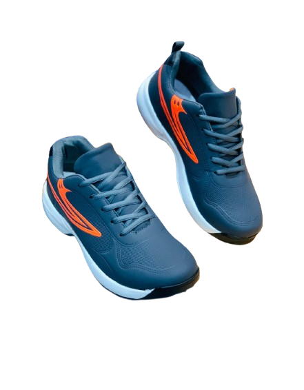 Men's Casual Canvas Gripper Sneakers - Grey n Orange