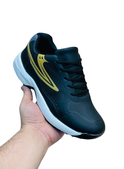 Men's Casual Canvas Gripper Sneakers - Black n Golden - Image 2