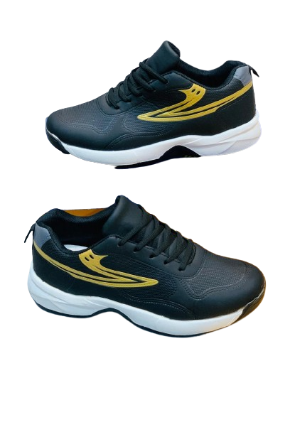 Men's Casual Canvas Gripper Sneakers - Black n Golden - Image 4